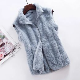 Damesvesten Herfst Winter Polar Fleece Vest Damesjas Hoge kraag Rits Mouwloos jasje Warm koraal fluwelen vest Vrouwelijk vest 4XL 230922