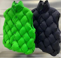 Chalecos de mujer Otoño Invierno tejido patrón cálido Puffer abajo chaleco chaqueta mujer verde suelto sin mangas chalecos señoras abrigo