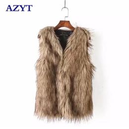 Gilets pour femmes Azyt hiver fausse fourrure femmes gilet manteau lâche chaud femmes gilet épaissir hiver veste sans manches femme 231020