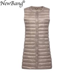 Gilet da donna Bang Brand Gilet ultraleggero Gilet lungo da donna Gilet leggero antivento caldo Piumino femminile lungo sottile senza maniche 231020