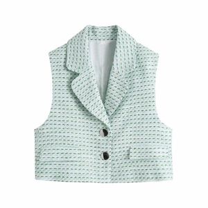 Damesvesten BBWM Woman 2023 Zomerkleding Casual Fashion Suit Collar Button Trim Short Vest Coat