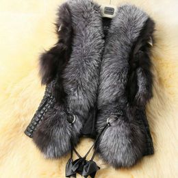 Gilets pour femmes Gilet en fausse fourrure noire pour garder au chaud Manteau Veste sans manches Gilet en fourrure Tops Automne et hiver en hiver Vestes en fourrure pour femmes 220827