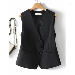 Vêtes de gilet pour femmes Blazer Veste 2024 Spring été auto-culture de la cultivation en V V-Neck polyvalent confortable Wonieau