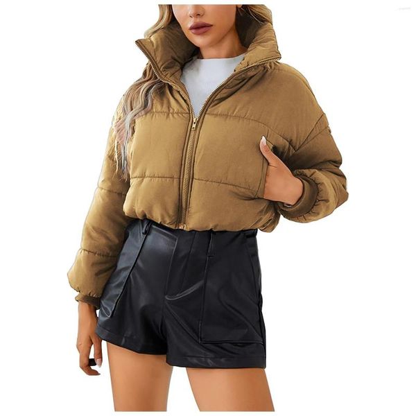 Femme gilets Cargo hiver veste femmes dames automne et manches longues couleur unie poche zippée poids léger pour