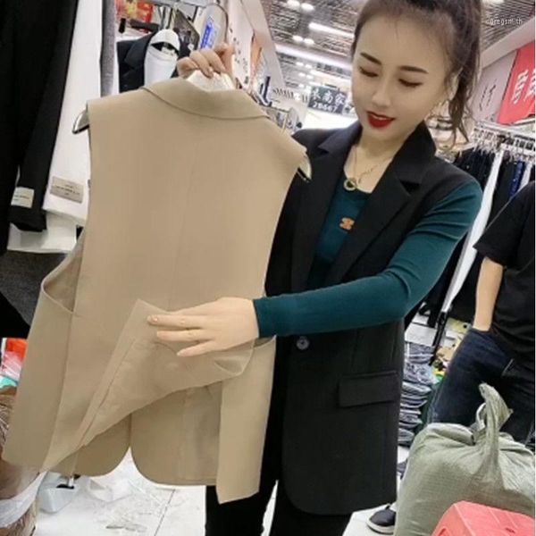 Gilets pour femmes décontracté mode gilet femmes 2023 printemps coréen polyvalent costume col un bouton haut femmes classique gilet sans manches