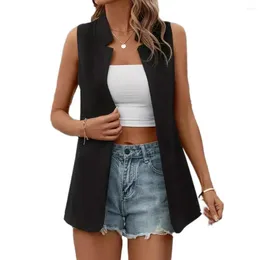 Vêtes pour femmes décontractées élégant gilet sans manches cardigan de couleur solide polyvalente pour lady veste de match lavable douce lavable