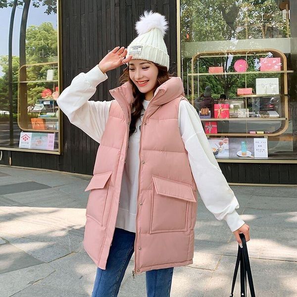 Gilets pour femmes décontracté hiver garder au chaud gilet Harajuku Streetwear gros manteau marque solide mi-longueur vestes pour femmes 2023