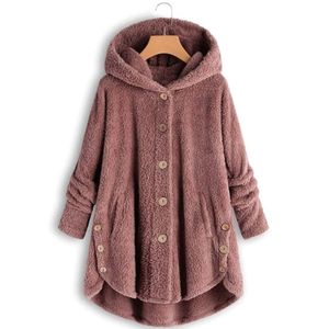 Dames bont jassen woolblends 2022 herfst winter jas vrouwen warme teddybeer wollen jas vrouw pluche plus size m-4xl