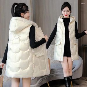 Damesvesten Cokal Bright Vest Lang slanke mouwloze katoenen lichte luxe Luxe jas met capuchon
