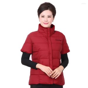 Gilets pour femmes coton gilet femme Parkas rembourré 2022 hiver sans manches vestes d'âge moyen et personnes âgées femmes gilet 5XL W34