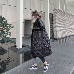 Gilets pour femmes Noir foncé hiver japonais kimono bandage robe lâche longue coton rembourré veste hiver chaud long manteau LM80 231007