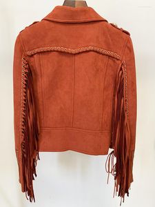Damesvesten Designer Fashion 2023 Damesvanger Up Tassel Synthetic Suede Leather Motorcycle Biker Jacket