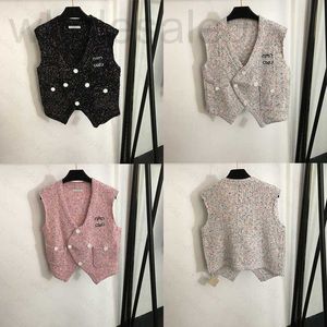 Gilets pour femmes Designer tricoté col en V gilet pull femme créateur de mode sans manches cardigan veste de luxe bouton tricots alh2