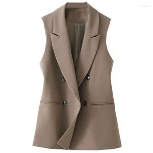 Chalecos de mujer Chaleco de traje de doble botonadura Chaleco de primavera otoño 2023 Chaqueta coreana sin mangas Traje de negocios femenino