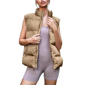 Gilets Femmes Douhoow Femmes Puffer Gilet Automne Vestes d'hiver Manteaux 2023 Sans manches Zip Up Vêtements d'extérieur chauds légers avec poche