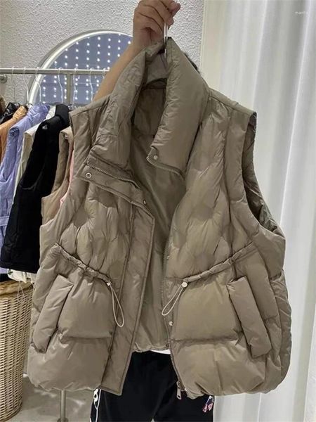 Chalecos para mujeres Down Jacket 2024 Autumn Invierno Tops Caones ligeros Tanque de cuello informal acolchado suelto