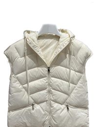 Gilets en duvet pour femmes, modèles classiques, à capuche, manches tombantes, Design polyvalent et confortable, hiver 2023, 1016