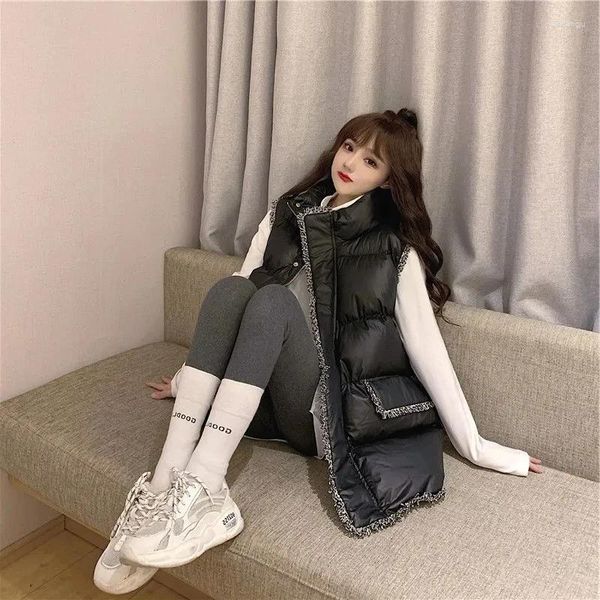 Chalecos de mujer Chaqueta acolchada de plumón Chaleco de invierno Ropa de mujer Pequeña Red de viento fragante Chaleco rojo Abrigo Versión coreana de suelta