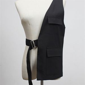 Damesvesten Eam vrouwen losse fit zwarte één zijde gesplitste joint vest v kraag mouwloze mode lente herfst 1y958 220919