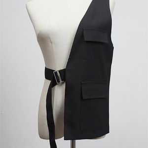 Damesvesten Eam vrouwen losse fit zwarte één zijde gesplitste gezamenlijke vest v-bollar mouwloze mode lente herfst 1y958 220924