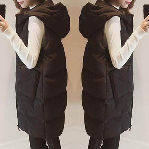 Damesvesten Hoodie Waistcoat Vest Dames plus maat Gilet casual mouwloze zwarte lange jasjas vrouwelijk winter uit het deler