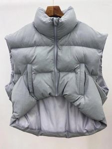 Damesvesten mode staande kraag losse streetwear vest winter warm katoen gewatteerd pufferjack voor dames grote zak mouwloze jas