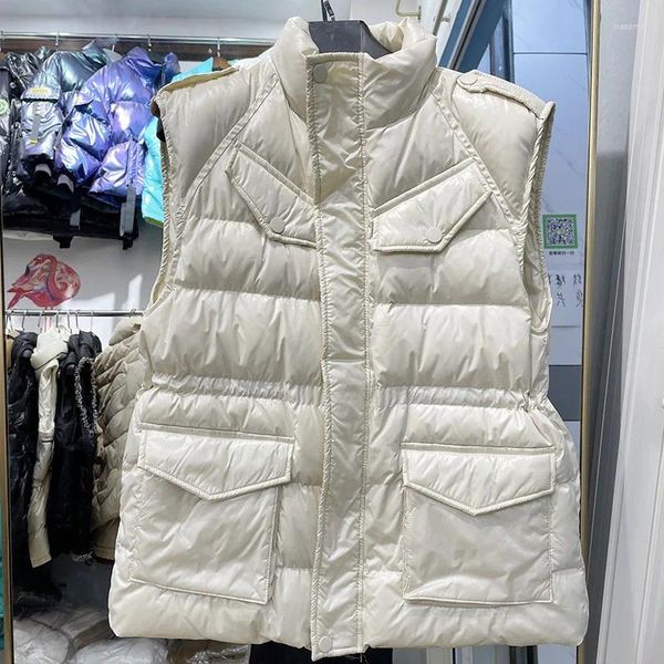 Gilets pour femmes Mode Chaud Down Gilet Dames Ultra Léger Femmes Hiver Léger Brillant Coton Gilet Noir Blanc Manteau Veste Sans Manches