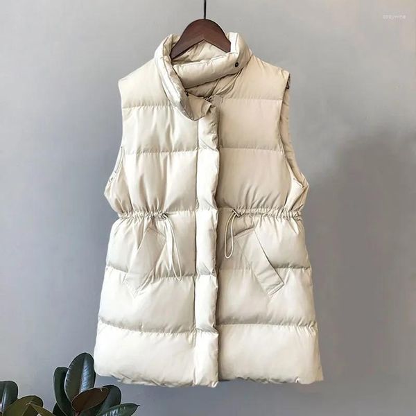 Gilets pour femmes Mode hiver gilet veste femmes chaud sans manches manteau de base décontracté vers le bas long mince solide coton rembourré gilet femme