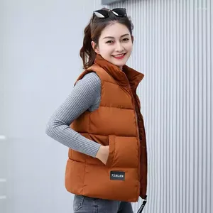 Gilets pour femmes Fat Mm Large Automne et hiver Gilet Femme courte version coréenne Étudiants sans manches en porte-à-faux mince épaissi