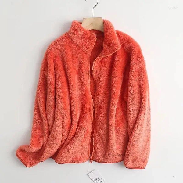 Gilets pour femmes manteau polaire hiver chaud décontracté veste ample fermeture éclair épaissir vêtements d'extérieur velours corail femme vêtements