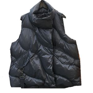 Damesvesten Hoge kwaliteit Katoen Black Vest Coat Autumn Winter Losse lichtgewicht Buckle Streamer massief mouwloze jas Wasitcoat 221117
