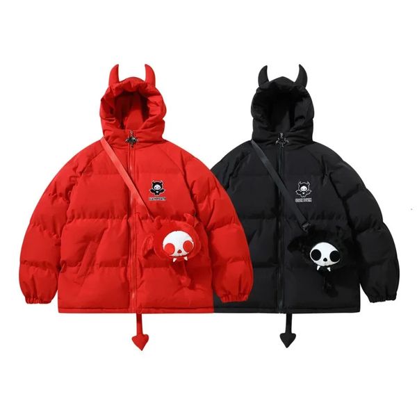 Gilets pour femmes High Streetr Little Devil Cartoon Parker manteau avec ailes et queue créative hiver chaud doudoune lâche manteau à capuche 231204