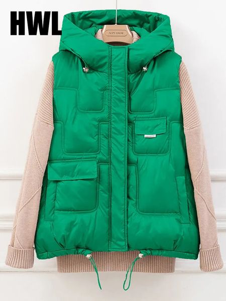 Gilets pour femmes à capuche en coton rembourré bouffant femmes poche d'hiver lâche Bodywarmer vêtements d'extérieur sans manches veste 221202