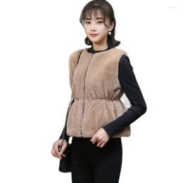 Gilets pour femmes Imitation fourrure gilet gilet femme automne hiver court femmes étudiant veste Version coréenne mode poilu vêtements d'extérieur hauts