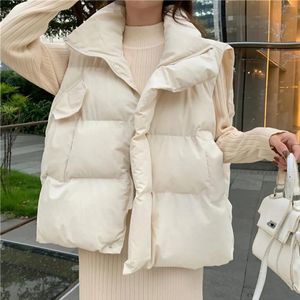 Gilets pour femmes en veste veste vêtements d'extérieur décontractés gilet court coupe-vent femmes automne hiver vers le bas épais chaud Harajuku manteaux amples