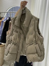 Chalecos de mujer Janveny Fashion Down Vest Mujeres Diseñador de lujo Chaqueta sin mangas 90% Duck Down Gilet Otoño Invierno Coreano Chaleco femenino 231030
