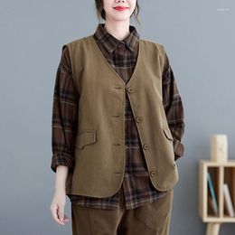 Vrouwen Vesten Korea Japanse Safari Stijl Zakken Mouwloos Chic Meisjes Losse Herfst Uitloper Vest Tops Mode Vrouwen Lente Casual Shirts