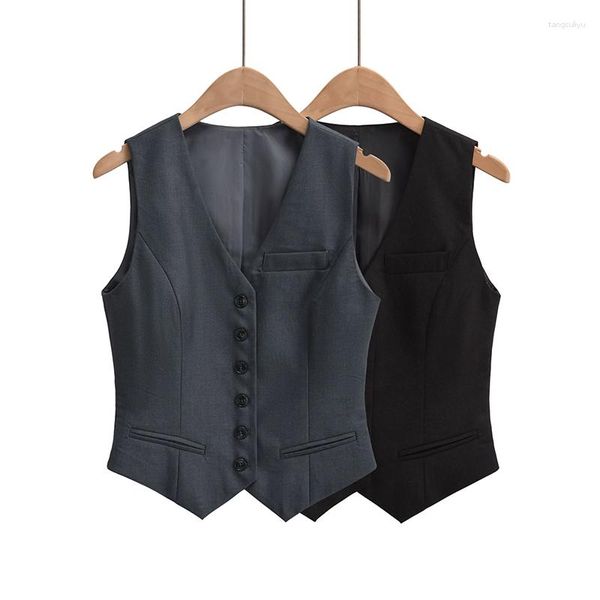 Gilets pour femmes Mode coréenne Vestes sans manches pour femmes 2023 Old Money Style Button Up Gilet 90s Black Vest Vintage Vêtements