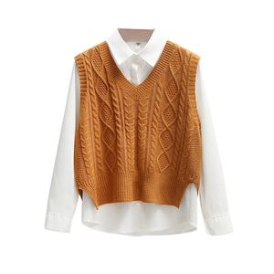 Damesvesten Koreaanse stijl Mode Dames Trui Vest 2023 Lente Herfst Mouwloos Gebreide V-hals Truien Vrouwelijke trui Top Bovenkleding 231110