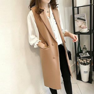 Gilets pour femmes Version coréenne de costume sans manches moyen et long gilet femmes look mince cardigan manteau gilet