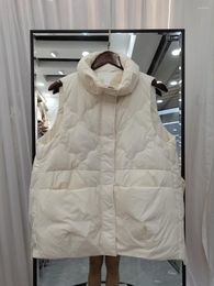 Chalecos de mujer Lagabogy 2023 Otoño Invierno corto grueso pato blanco abajo chaleco abrigo mujer cálido Puffer chaleco Parkas mujer suelta sin mangas