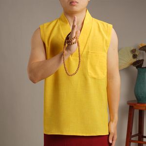 Damesvesten Lama Monnik Kleding Zomer Korte Mouw Tibetan Heren Vest Ademend Boeddha Missionary Dongbo