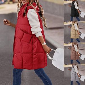 Gilets pour femmes Long Down Gilet avec capuche hiver lumière chaude manteaux de mode col de course thermique femmes