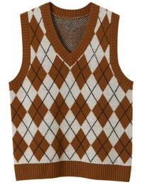 Gilets pour femmes Longming 100 Pull en laine mérinos Gilet Plaid Vneck 2023 Automne Hiver Basic Sans manches Pulls Pulls Femmes Vêtements 231218