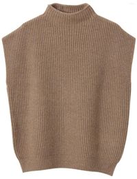 Damesvesten LONGMING Trui Merinowol Vest Mockneck 2023 Herfst Winter Warm Mouwloos Gebreide Trui Klassiek