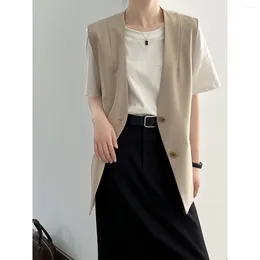 Women's Vests M-L Womens Suit Coats Summer Female Waistcoats V-neck Single Breasted Loose Casual Ladies Outerwear Clothes Hw76