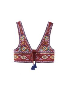 Gilets pour femmes Nlzgmsj Y2K broderie femmes gilets 2023 été col en V sans manches attaché avant mince gilet femme haut court mince 230815