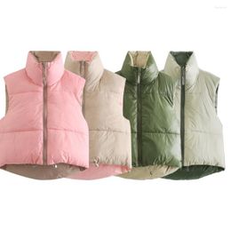 Damesvesten norpojin warm omkeerbaar vest roze leger groene jassen voor vrouwen bijgesneden mouwloze jassen vrouwelijke herfst winter