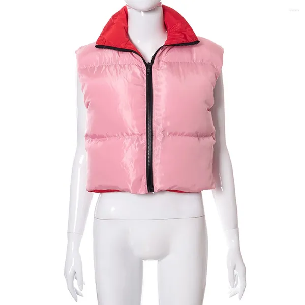 Gilets pour femmes veste rembourrée femmes corps plus chaud matelassé Gilet manteau court Gilet Gilet Zip sans manches pour femme hiver