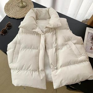 Gilets rembourrés bouffants pour femmes, veste résistante au froid, couleur unie, col montant, hiver, coton, Streetwear